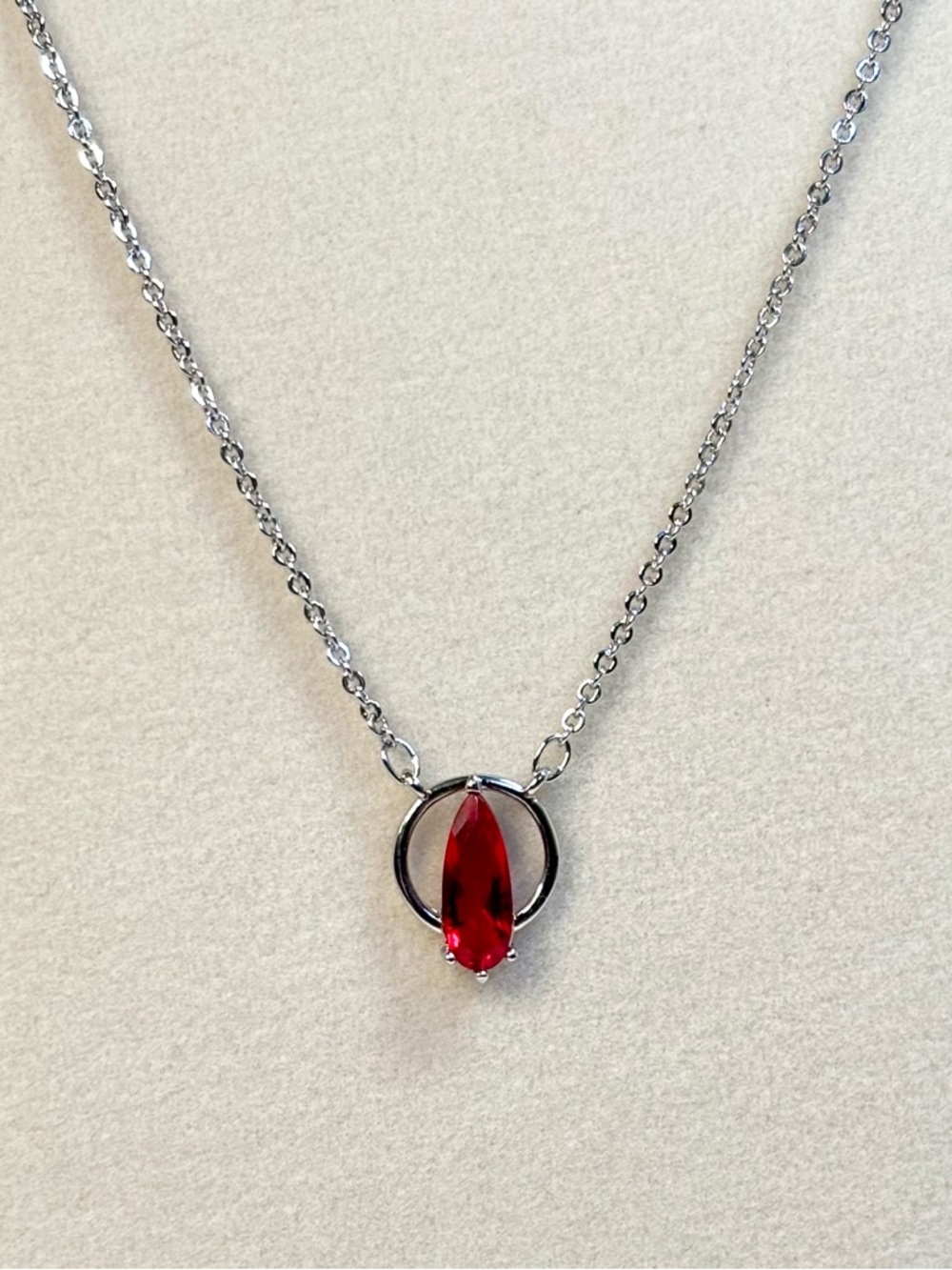 18k white gold-plated blood drop necklace